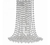 Neel Blue 9 Metre Hanging Bead Garland Beaded String Chain For Christmas Tree Decorations, Silver