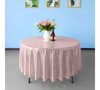 Neel Blue 90 Inch Round Sequin Tablecloth, Blush Pink