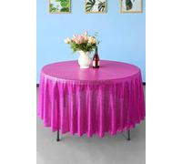 Neel Blue 90 Inch Round Sequin Tablecloth in Fuchsia Neel Blue Fuchsia