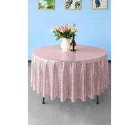 Neel Blue 90 Inch Round Sequin Tablecloth in Light Pink Neel Blue Light Pink