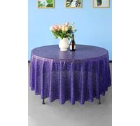 Neel Blue 90 Inch Round Sequin Tablecloth in Purple Neel Blue Purple