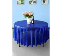 Neel Blue 90 Inch Round Sequin Tablecloth in Royal Neel Blue Royal