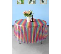 Neel Blue 90 Inch Round Sequin Tablecloth Neel Blue Multicolor