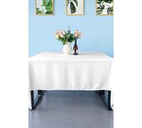 Neel Blue 90 Inch Square Table Cloth, Spun Polyester Linen Tablecloth in White Neel Blue White