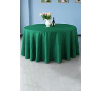 Neel Blue 90" Round Damask Tablecloth, Swirl Pattern Table Cover in White Neel Blue White