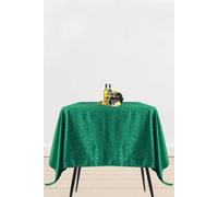 Neel Blue 90" x 90" Square Damask Table, Overlay Branch Swirl Pattern Dinner Table Cover in Green Neel Blue Green