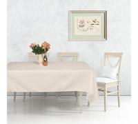 Neel Blue 90"x132" Linen Tablecloth, Premium Polyester Dining Table Cover, Ivory
