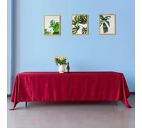 Neel Blue 90"x132" Rectangle Damask Tablecloth, Scrolled Leaves Pattern Circular Linen Table Cover, Red