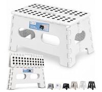 Neel Blue 9Inch Folding Step Stool, Anti-Skid Stool For Camping & Travel - White