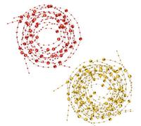 Neel Blue 9M Christmas Metallic Bead Chain, 7.5mm Pearl Garland, Red & Gold