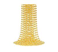 Neel Blue 9M Metallic Christmas Bead Chain - 7.5mm Shiny Pearl Garland in Gold Neel Blue Gold