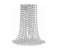 Neel Blue 9M Metallic Christmas Bead Chain - 7.5mm Shiny Pearl Garland in Silver Neel Blue Silver