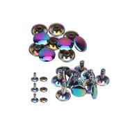 Neel Blue 9mm Rainbow Double Cap Rivets, Tubular Metal Studs Neel Blue Multicolor