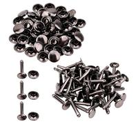 Neel Blue 9mm X 20mm Extra Long Double Cap Tubular Rivets, Gunmetal Black, 50Pcs