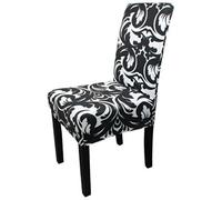 Neel Blue Abstract Zebra Design Universal Dining Chair Cover, Black - Pack Of 1