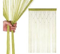 Neel Blue Apple Green Glitter Beaded String Polyester Curtain, Fly Screen Room Divider Panel - 200Cm X 100Cm