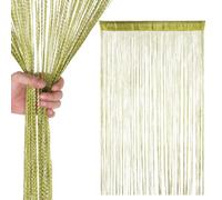 Neel Blue Apple Green Glitter String Polyester Curtains, Fly Screen Fringe Panel Divider - 200Cm X 100Cm