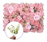Neel Blue Artificial Flower Wall Backdrop Panel, 60Cm X 40Cm, Dusty Pink With Leaves