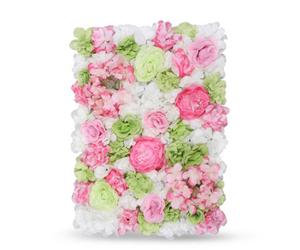 Neel Blue Artificial Flower Wall Backdrop Panel, 60Cm X 40Cm, Lime Green & Pink