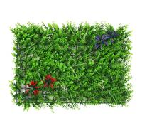 Neel Blue Artificial Green Grass Panel Backdrop, 60Cm X 40Cm, With Leaf & Flower