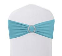 Neel Blue Baby Blue Spandex Chair Band With Slider Buckle Stretchy Chair Band Sash, 10Pcs