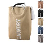 Neel Blue Beige Collapsible Laundry Hamper With Handles Foldable Laundry Basket - 43L