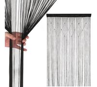 Neel Blue Black Glitter Beaded String Polyester Curtain, Fly Screen Room Divider Panel - 200Cm X 100Cm