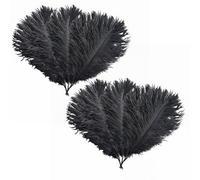 Neel Blue Black Ostrich Feather Plume, 10Pcs Natural Feather Fringe, 35-40 Cm