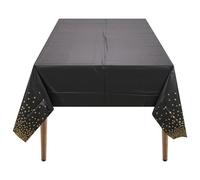 Neel Blue Black Plastic Tablecloth, Gold Dot Confetti Printed Waterproof Table Cover - 54"x108"