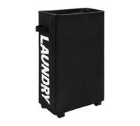 Neel Blue Black Polyester Laundry Hamper Collapsible Medium Laundry Basket With Wheels - 38L