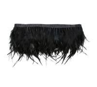 Neel Blue Black Rooster Feathers Fringe For Costumes, Dress, 2 Metres