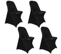 Neel Blue Black Spandex Folding Chair Cover, Wrinkle Resistant Stretch Slipcover - 4Pcs