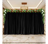 Neel Blue Black Velvet Backdrop Curtain Wrinkle-Free Polyester Fabric Background With Drapes, 3X6 Metres