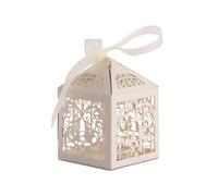 Neel Blue Candy Gift Favour Boxes with Organza Ribbon, 50pcs in Beige Neel Blue Beige