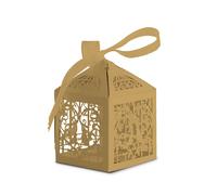 Neel Blue Candy Gift Favour Boxes with Organza Ribbon, 50pcs in Gold Neel Blue Gold