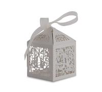 Neel Blue Candy Gift Favour Boxes with Organza Ribbon, 50pcs in Silver Neel Blue Silver