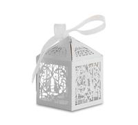 Neel Blue Candy Gift Favour Boxes with Organza Ribbon, 50pcs in White Neel Blue White