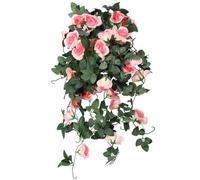 Neel Blue Champagne Artificial Rose Flower Hanging Vines Silk Garland, 18 Flowers, 110Cm(3.6Ft)