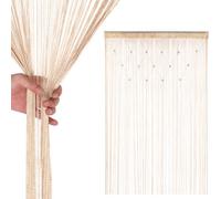 Neel Blue Champagne Beaded String Polyester Curtain, Fly Screen Room Divider Panel - 200Cm X 100Cm