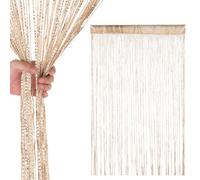 Neel Blue Champagne Glitter String Polyester Curtains, Fly Screen Fringe Panel Divider - 200Cm X 100Cm