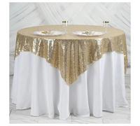 Neel Blue Champagne Sequin Ractangle Table Cloth Overlay Sparkly Shiny Glitter Tablecloth - 50X102
