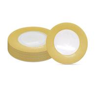 Neel Blue Charger Plates For Table Decoration - Checkered Gold - Pack Of 12