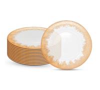 Neel Blue Charger Plates For Table Decoration - Clear Glass With Copper Trim - Pack Of 12