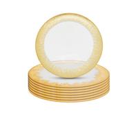 Neel Blue Charger Plates For Table Decoration - Clear Glass With Gold Trim - Pack Of 6