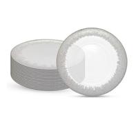 Neel Blue Charger Plates For Table Decoration - Clear Glass With Silver Trim - Pack Of 12