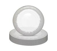 Neel Blue Charger Plates For Table Decoration - Clear Glass With Silver Trim - Pack Of 6