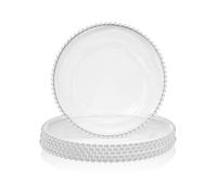 Neel Blue Charger Plates For Table Decoration - Clear With Clear Beads - Pack Of 6