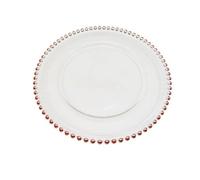 Neel Blue Charger Plates For Table Decoration - Clear With Rose Gold Beads