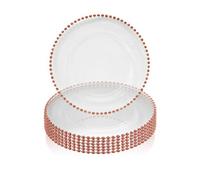 Neel Blue Charger Plates For Table Decoration - Clear With Rose Gold Beads - Pack Of 6