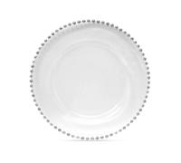 Neel Blue Charger Plates For Table Decoration - Clear With Silver Beads
